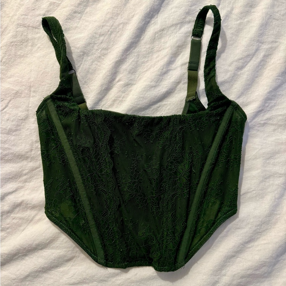 Urban outfitters dark green lace corset size s